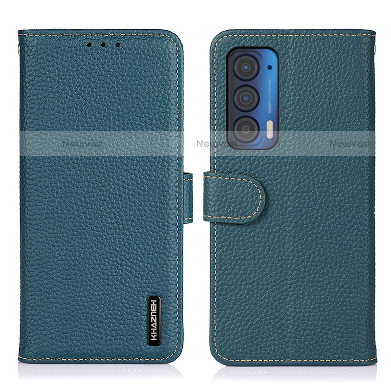 Leather Case Stands Flip Cover Holder B01H for Motorola Moto Edge (2021) 5G Green