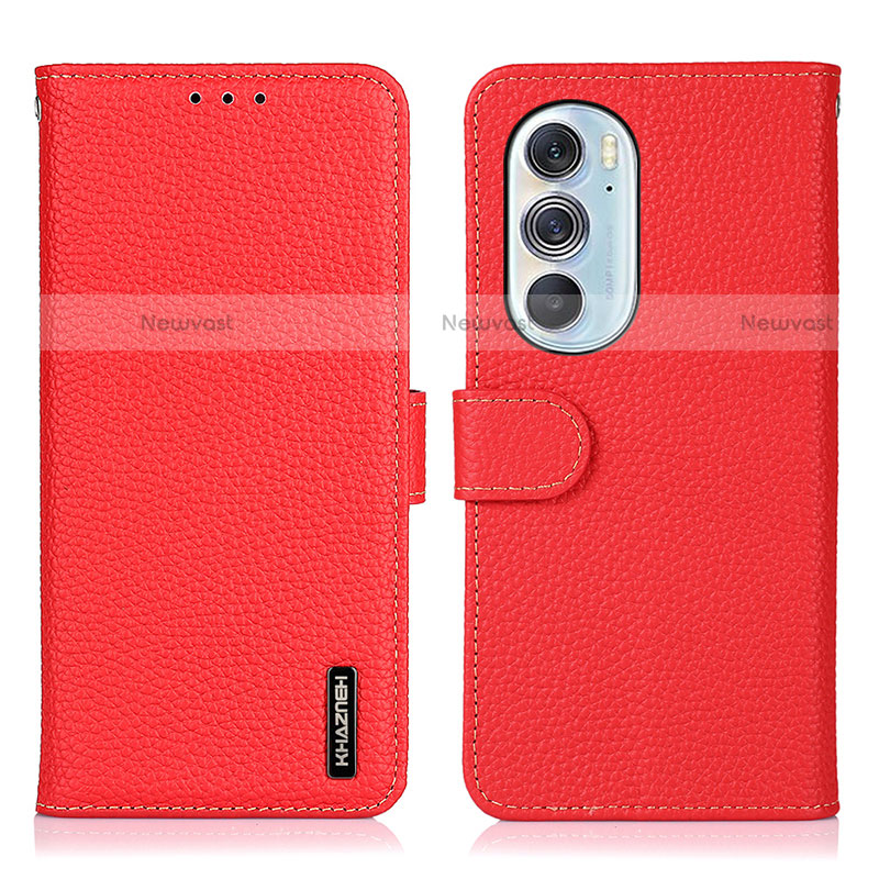 Leather Case Stands Flip Cover Holder B01H for Motorola Moto Edge 30 Pro 5G Red