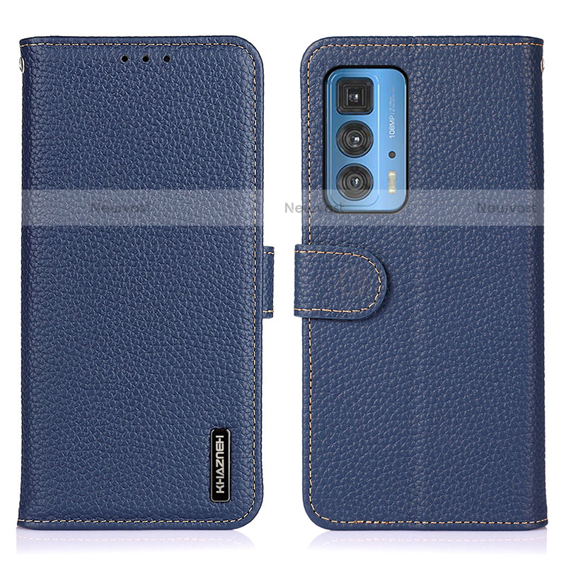 Leather Case Stands Flip Cover Holder B01H for Motorola Moto Edge S Pro 5G Blue