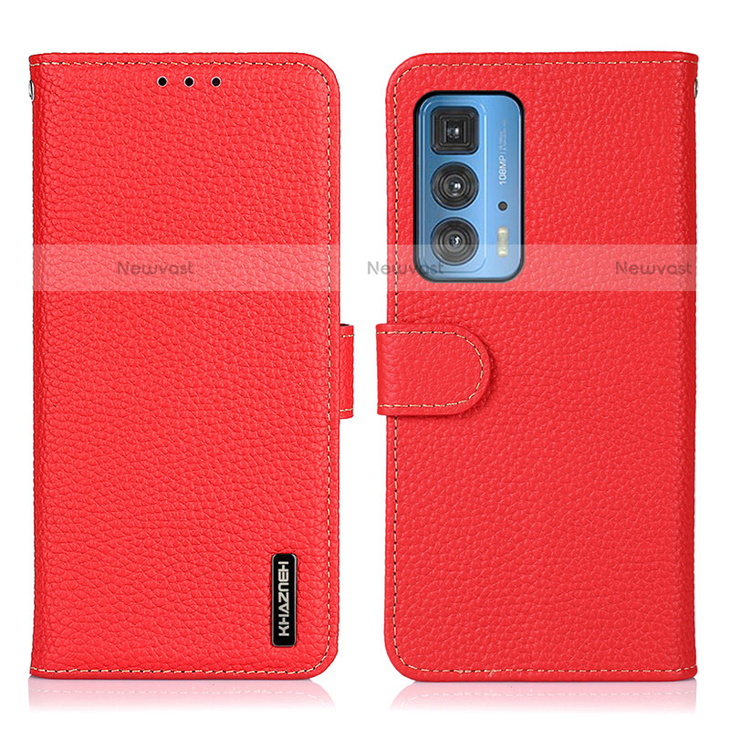 Leather Case Stands Flip Cover Holder B01H for Motorola Moto Edge S Pro 5G Red