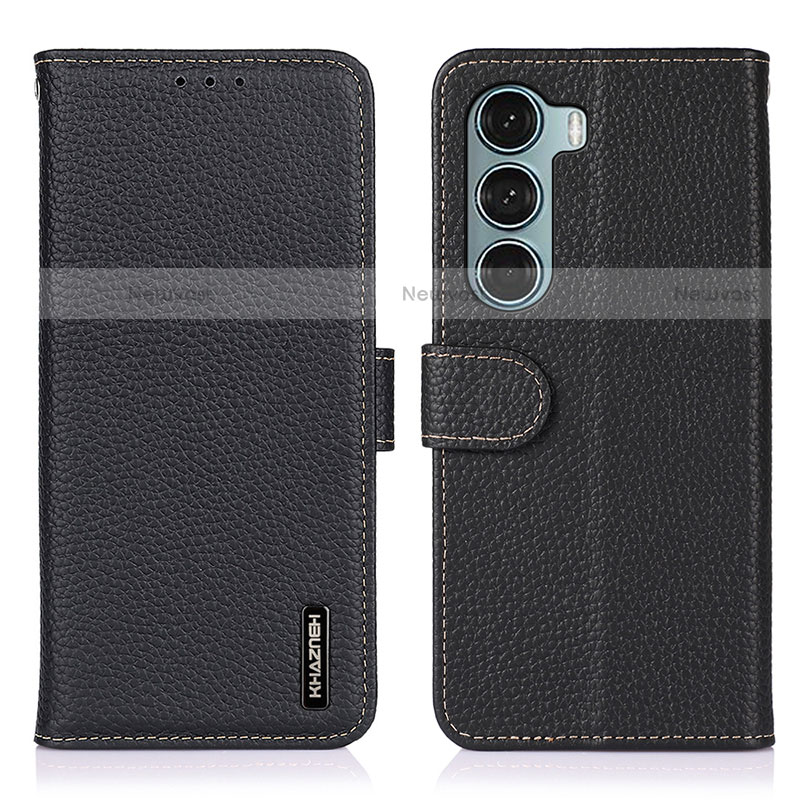 Leather Case Stands Flip Cover Holder B01H for Motorola Moto Edge S30 5G Black