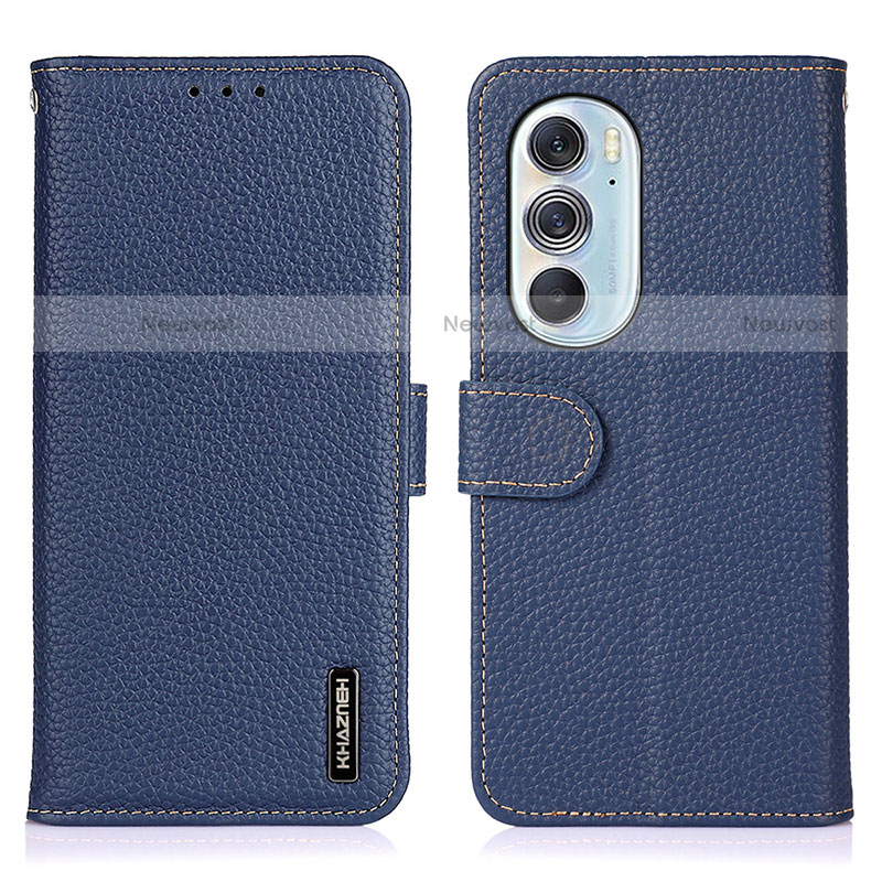 Leather Case Stands Flip Cover Holder B01H for Motorola Moto Edge X30 5G Blue