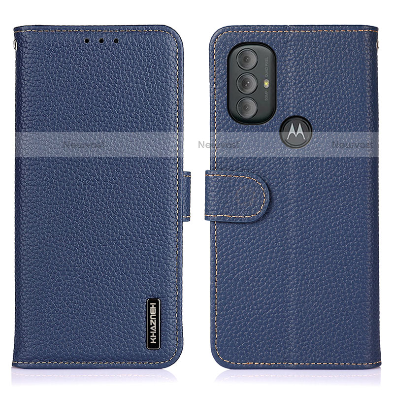 Leather Case Stands Flip Cover Holder B01H for Motorola Moto G Power (2022) Blue