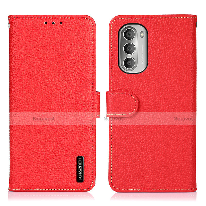 Leather Case Stands Flip Cover Holder B01H for Motorola Moto G Stylus (2022) 5G Red