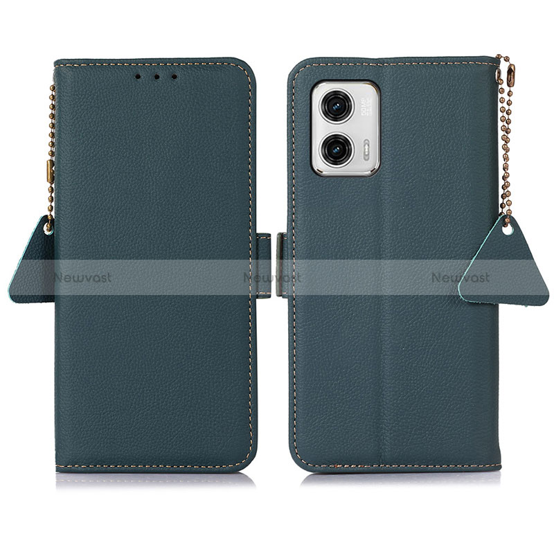 Leather Case Stands Flip Cover Holder B01H for Motorola Moto G73 5G Green