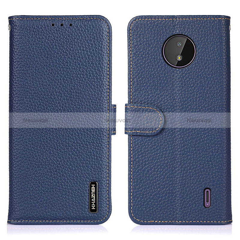 Leather Case Stands Flip Cover Holder B01H for Nokia C10 Blue