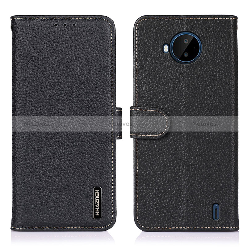 Leather Case Stands Flip Cover Holder B01H for Nokia C20 Plus Black