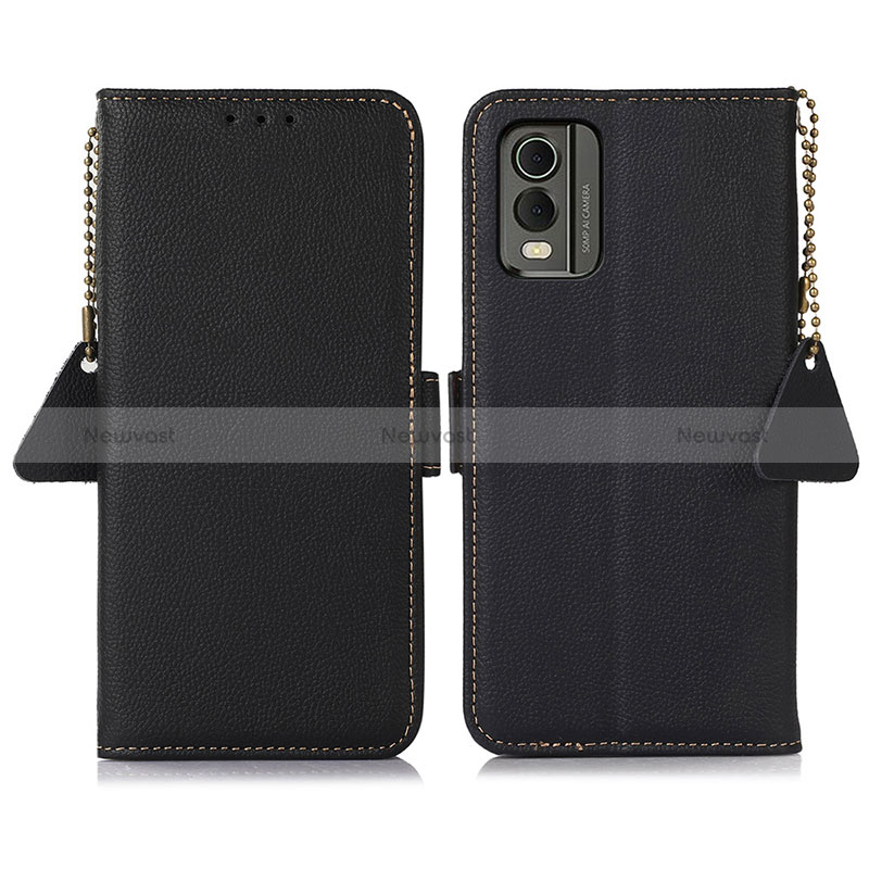 Leather Case Stands Flip Cover Holder B01H for Nokia C210 Black