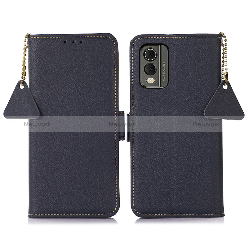 Leather Case Stands Flip Cover Holder B01H for Nokia C210 Blue