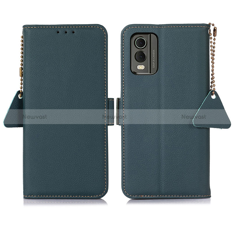 Leather Case Stands Flip Cover Holder B01H for Nokia C210 Green