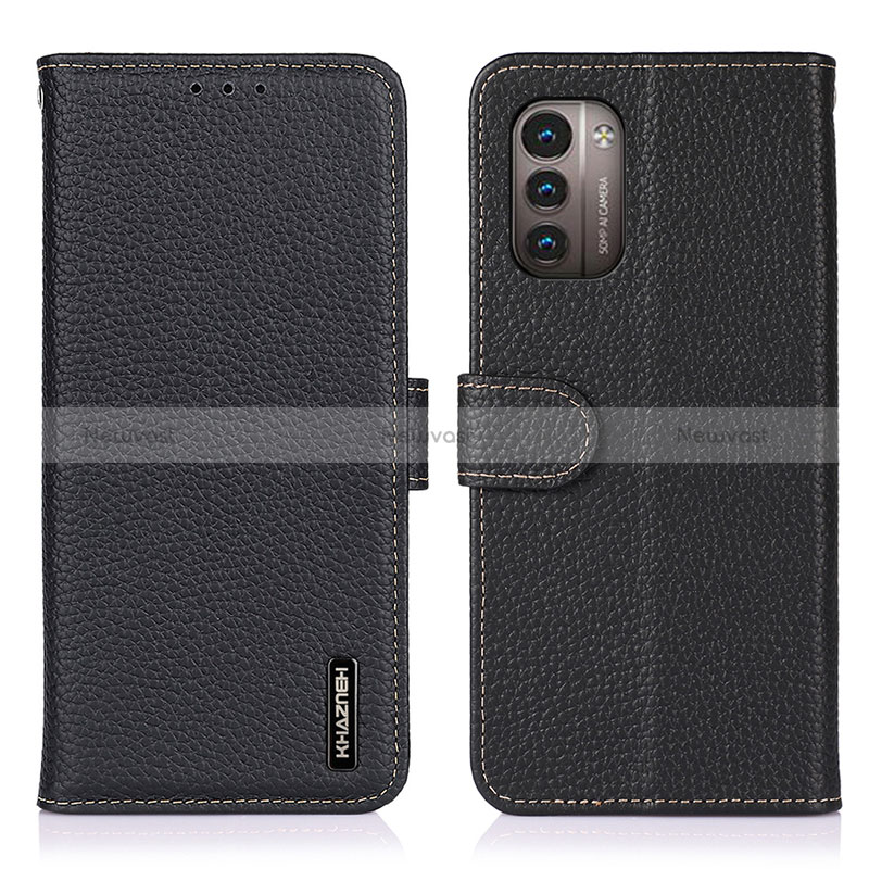 Leather Case Stands Flip Cover Holder B01H for Nokia G21 Black