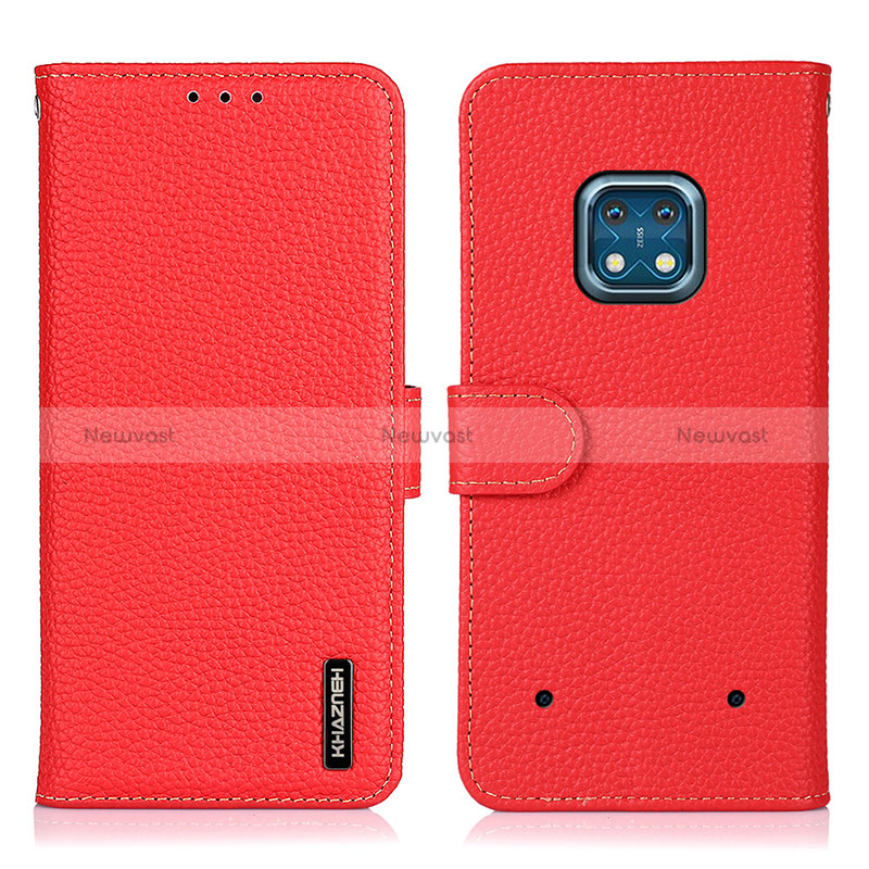 Leather Case Stands Flip Cover Holder B01H for Nokia XR20 Red