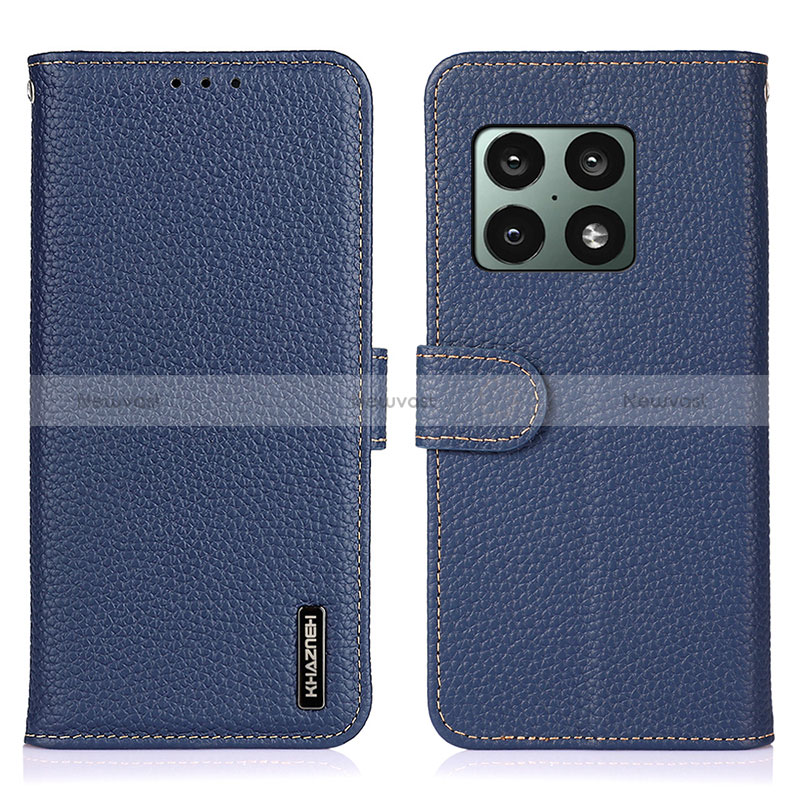 Leather Case Stands Flip Cover Holder B01H for OnePlus 10 Pro 5G Blue