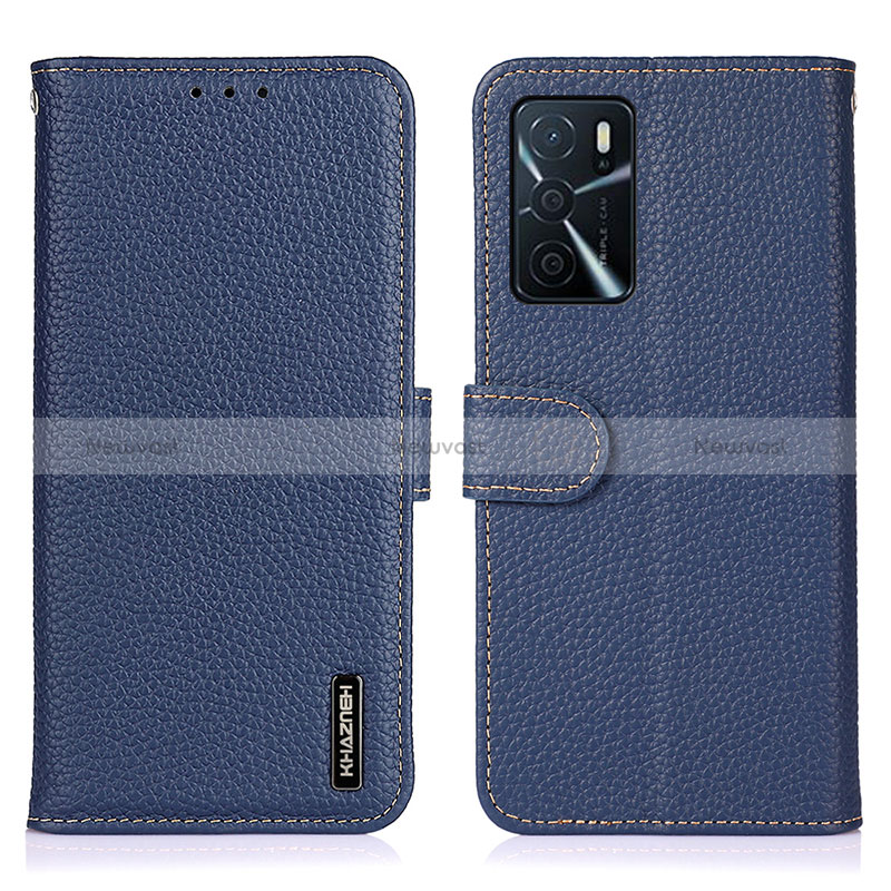 Leather Case Stands Flip Cover Holder B01H for Oppo A16s Blue