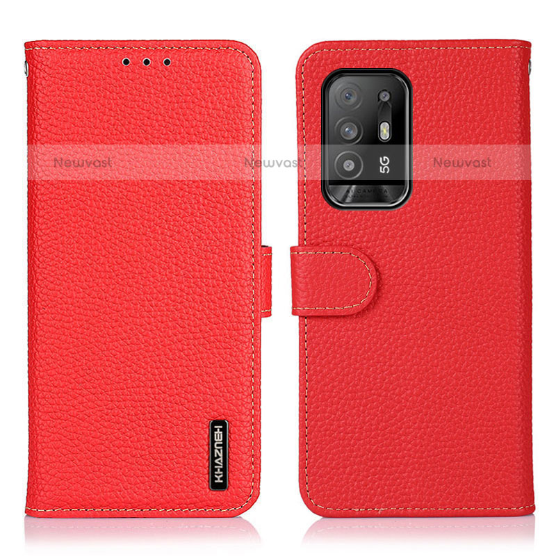 Leather Case Stands Flip Cover Holder B01H for Oppo A94 5G Red