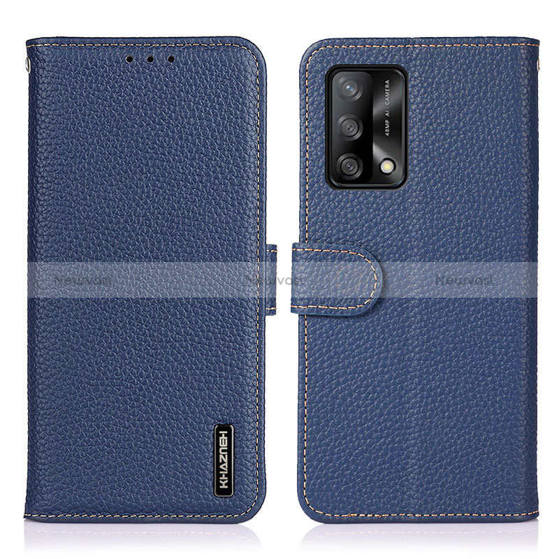 Leather Case Stands Flip Cover Holder B01H for Oppo A95 4G Blue