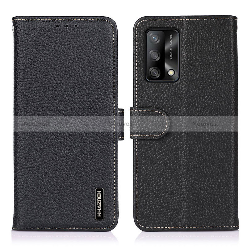 Leather Case Stands Flip Cover Holder B01H for Oppo F19 Black