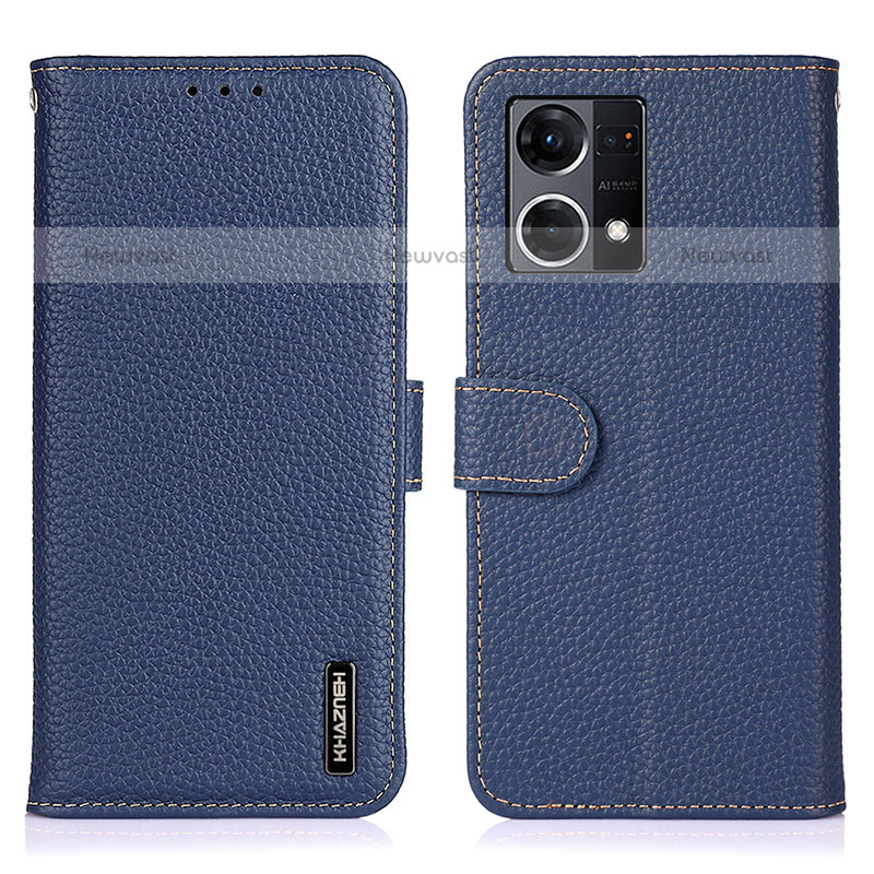 Leather Case Stands Flip Cover Holder B01H for Oppo F21s Pro 4G Blue