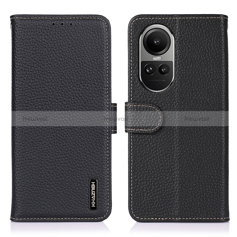 Leather Case Stands Flip Cover Holder B01H for Oppo Reno10 5G Black