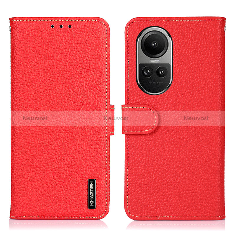 Leather Case Stands Flip Cover Holder B01H for Oppo Reno10 Pro 5G Red