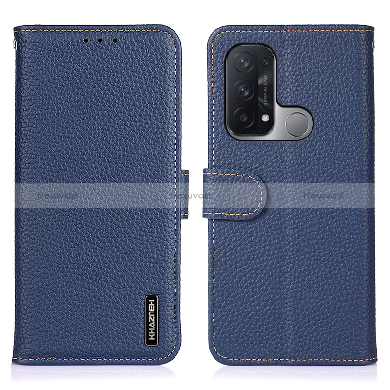 Leather Case Stands Flip Cover Holder B01H for Oppo Reno5 A Blue