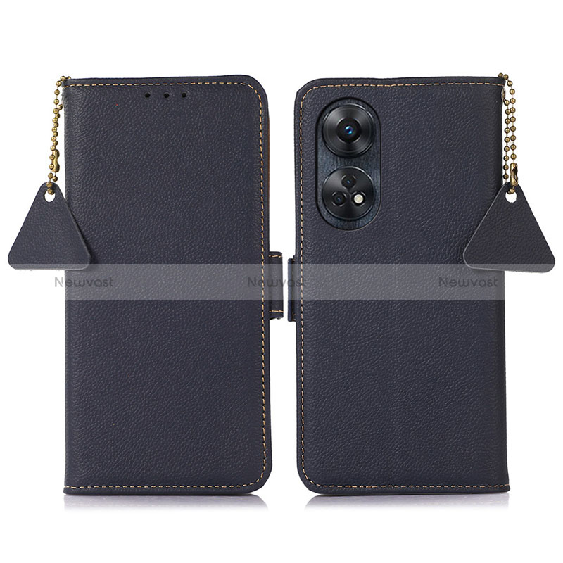 Leather Case Stands Flip Cover Holder B01H for Oppo Reno8 T 4G Blue