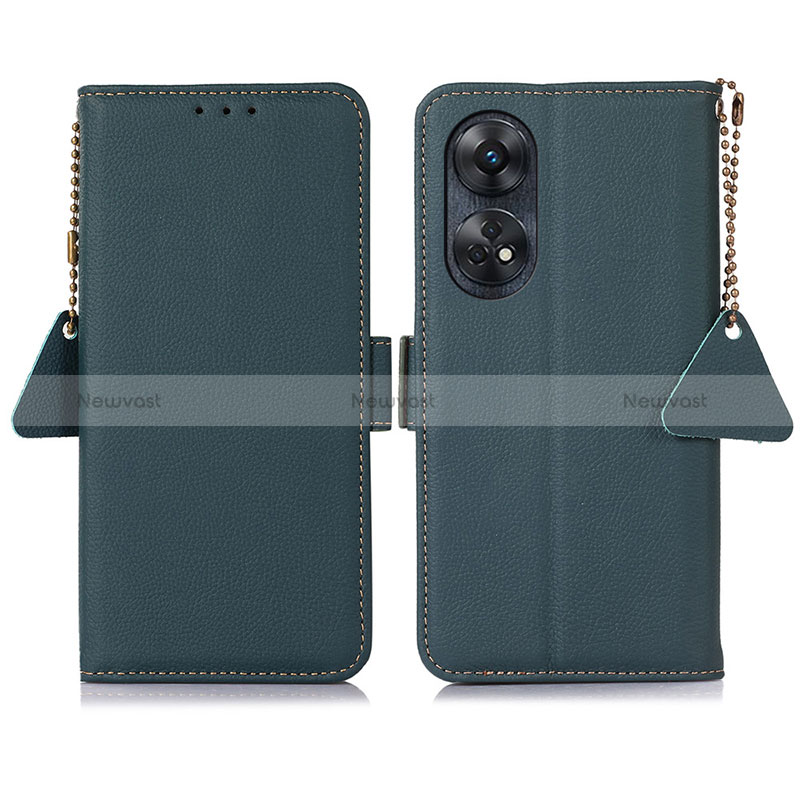 Leather Case Stands Flip Cover Holder B01H for Oppo Reno8 T 4G Green