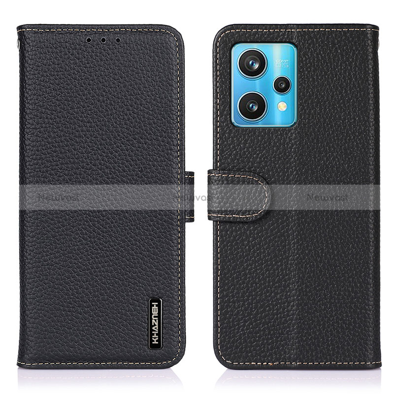 Leather Case Stands Flip Cover Holder B01H for Realme 9 Pro+ Plus 5G Black