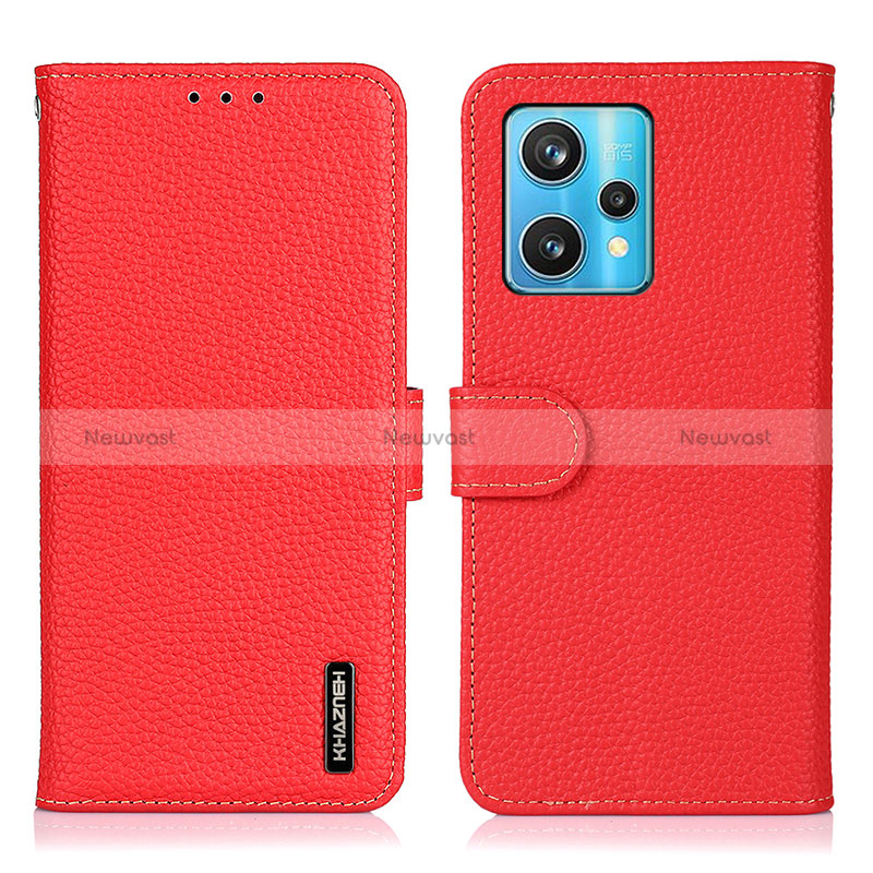 Leather Case Stands Flip Cover Holder B01H for Realme 9 Pro+ Plus 5G Red