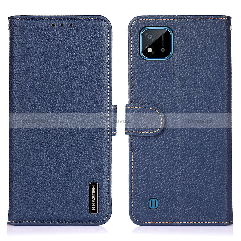 Leather Case Stands Flip Cover Holder B01H for Realme C11 (2021) Blue