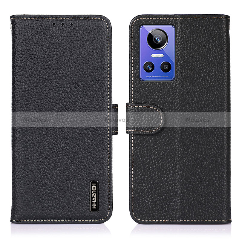 Leather Case Stands Flip Cover Holder B01H for Realme GT Neo3 5G Black