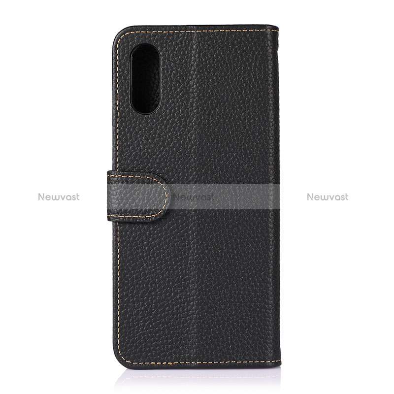 Leather Case Stands Flip Cover Holder B01H for Samsung Galaxy A02 Black