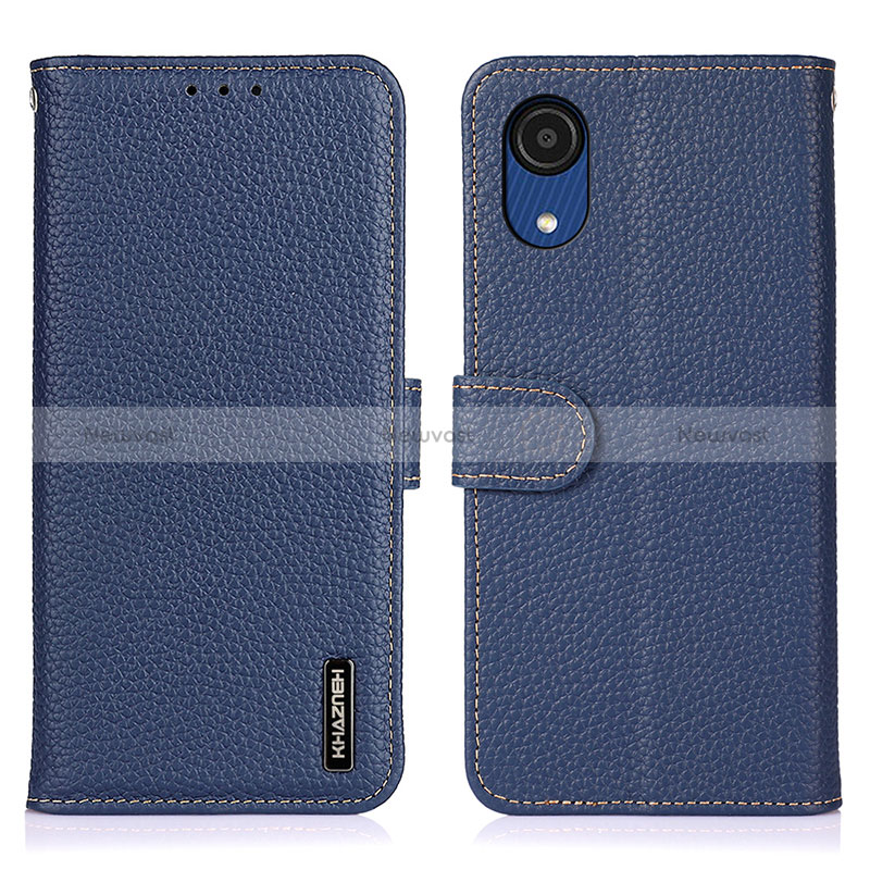 Leather Case Stands Flip Cover Holder B01H for Samsung Galaxy A03 Core Blue