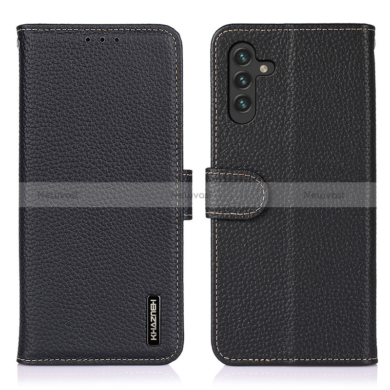 Leather Case Stands Flip Cover Holder B01H for Samsung Galaxy A04s Black