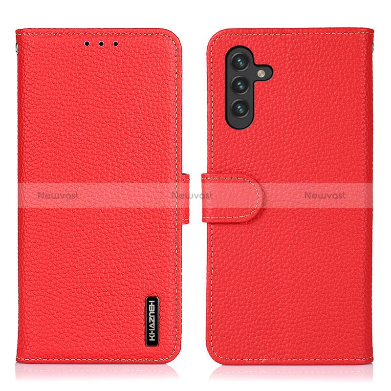 Leather Case Stands Flip Cover Holder B01H for Samsung Galaxy A04s Red