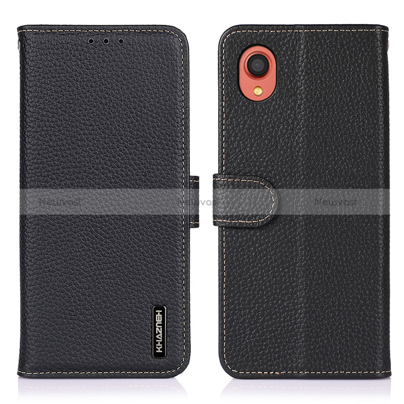 Leather Case Stands Flip Cover Holder B01H for Samsung Galaxy A22 5G SC-56B Black