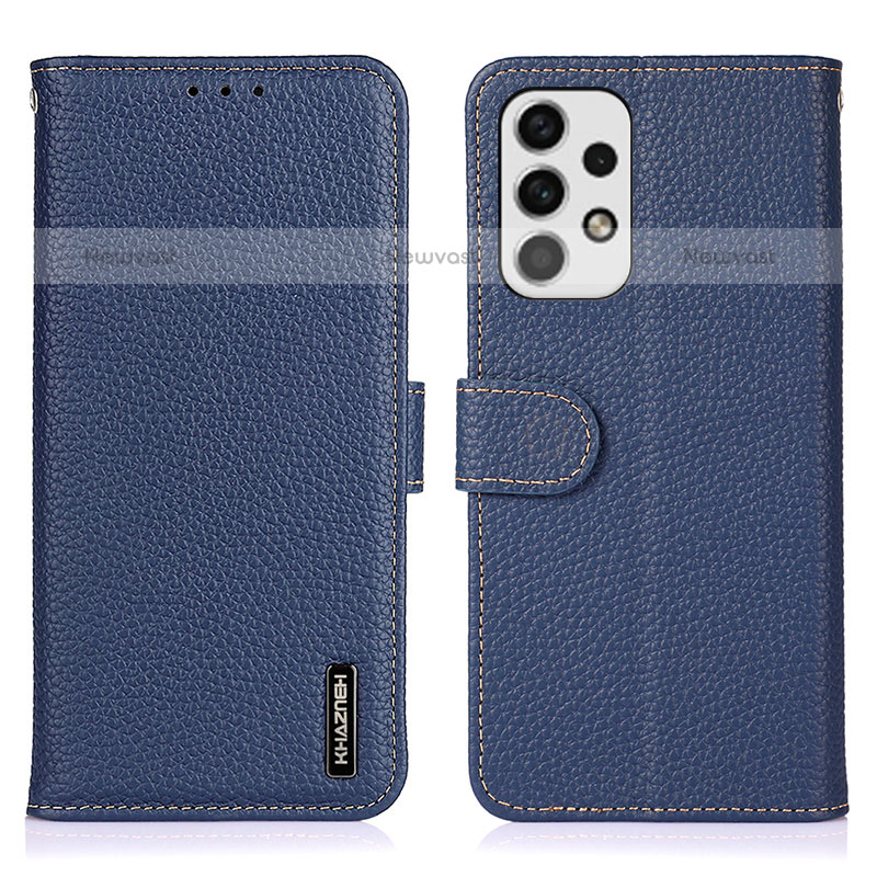 Leather Case Stands Flip Cover Holder B01H for Samsung Galaxy A23 5G Blue