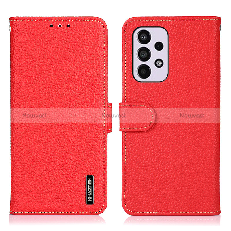 Leather Case Stands Flip Cover Holder B01H for Samsung Galaxy A33 5G Red