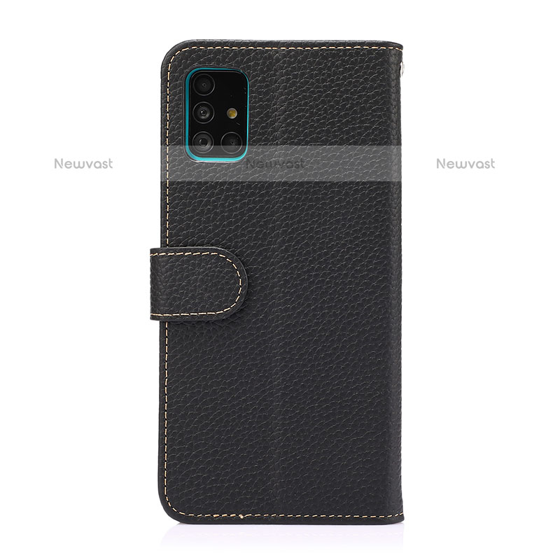 Leather Case Stands Flip Cover Holder B01H for Samsung Galaxy A51 4G Black