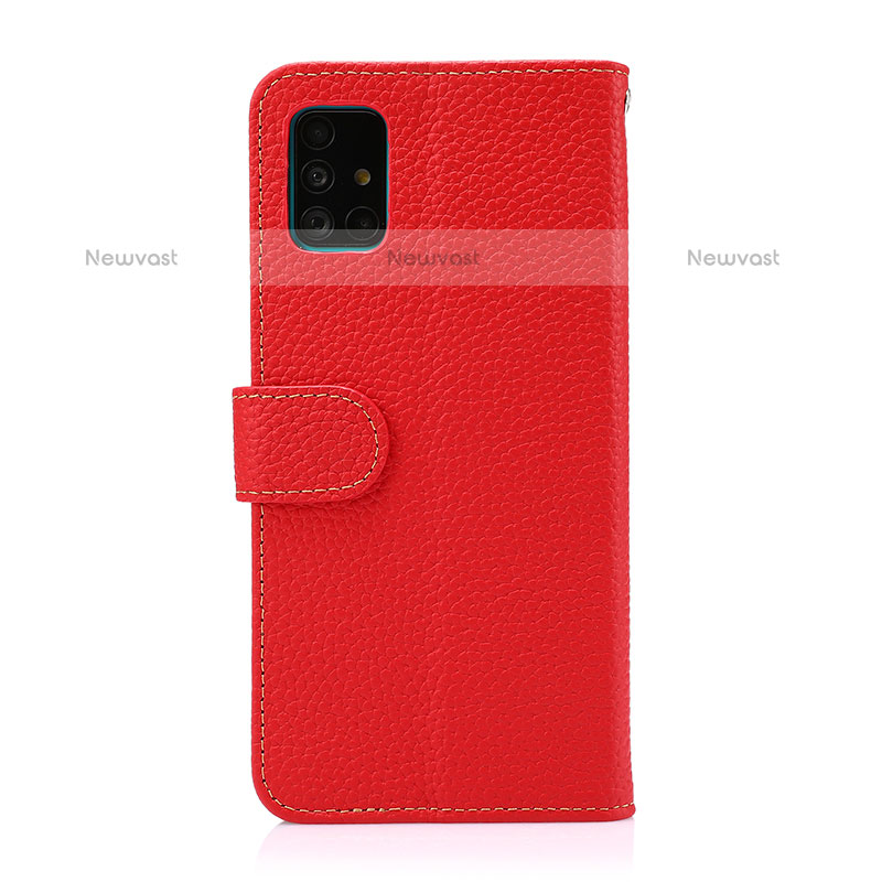 Leather Case Stands Flip Cover Holder B01H for Samsung Galaxy A51 4G Red