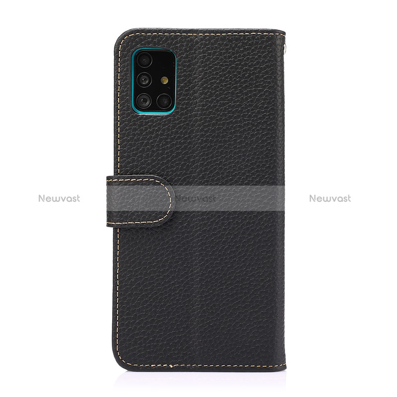 Leather Case Stands Flip Cover Holder B01H for Samsung Galaxy A51 5G Black