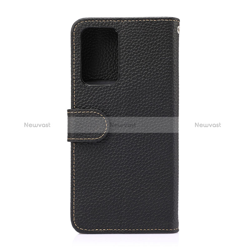 Leather Case Stands Flip Cover Holder B01H for Samsung Galaxy A52 4G Black