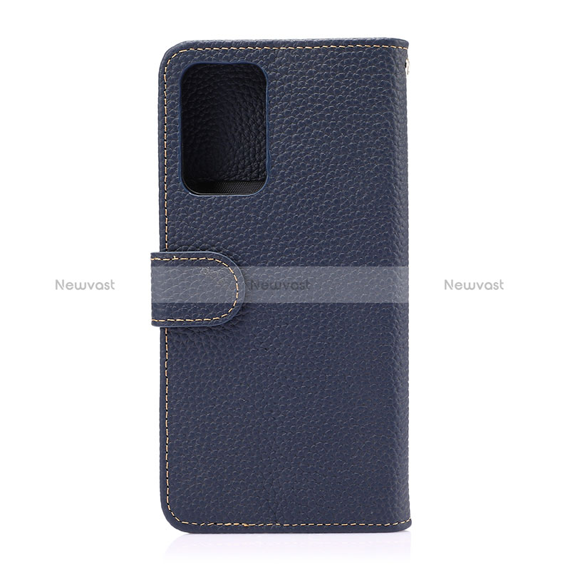 Leather Case Stands Flip Cover Holder B01H for Samsung Galaxy A52 4G Blue