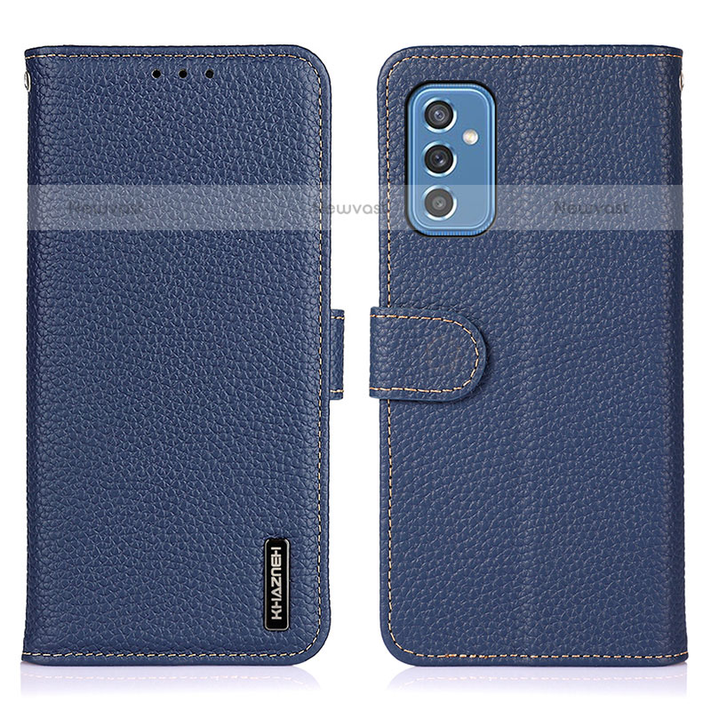 Leather Case Stands Flip Cover Holder B01H for Samsung Galaxy M52 5G Blue