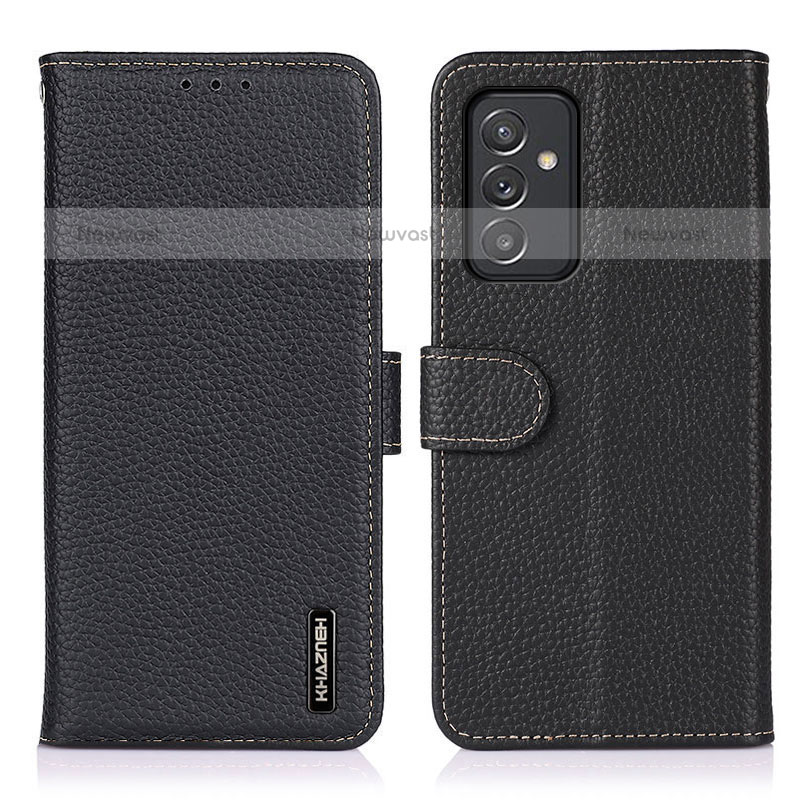 Leather Case Stands Flip Cover Holder B01H for Samsung Galaxy Quantum2 5G Black