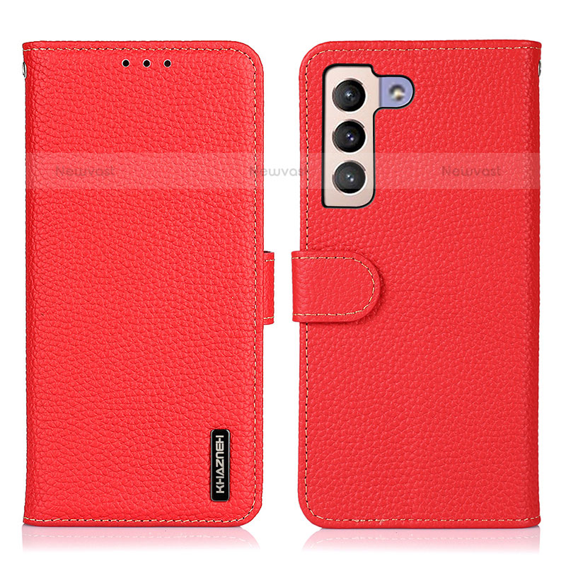 Leather Case Stands Flip Cover Holder B01H for Samsung Galaxy S21 5G Red