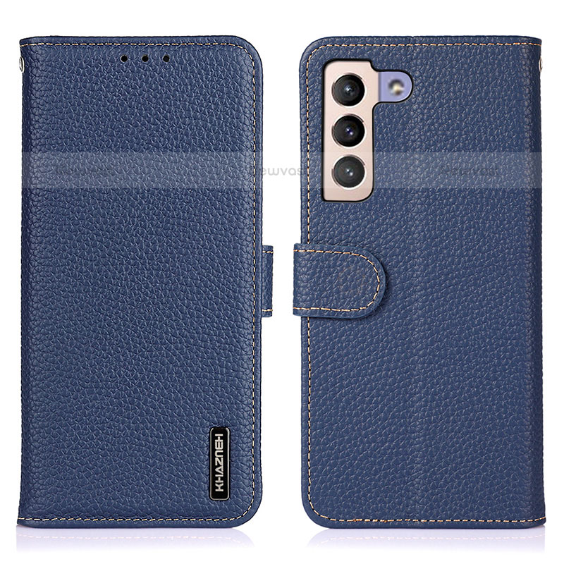 Leather Case Stands Flip Cover Holder B01H for Samsung Galaxy S21 Plus 5G Blue