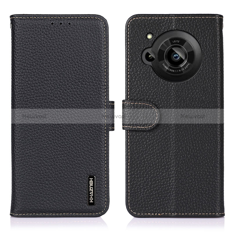 Leather Case Stands Flip Cover Holder B01H for Sharp Aquos R7s Black