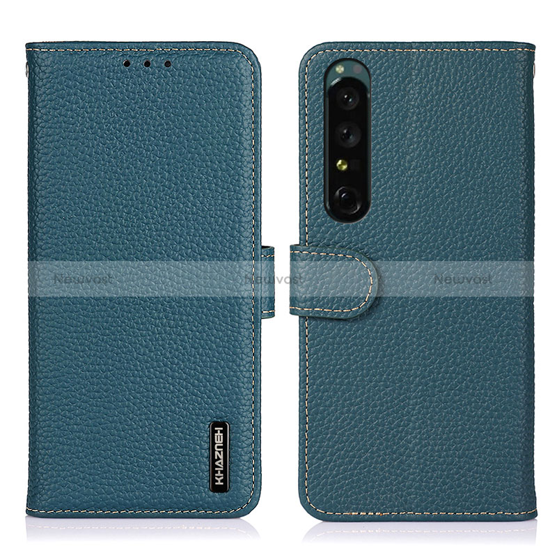 Leather Case Stands Flip Cover Holder B01H for Sony Xperia 1 IV SO-51C Green