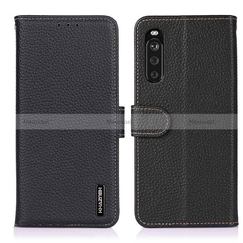 Leather Case Stands Flip Cover Holder B01H for Sony Xperia 10 III SO-52B Black